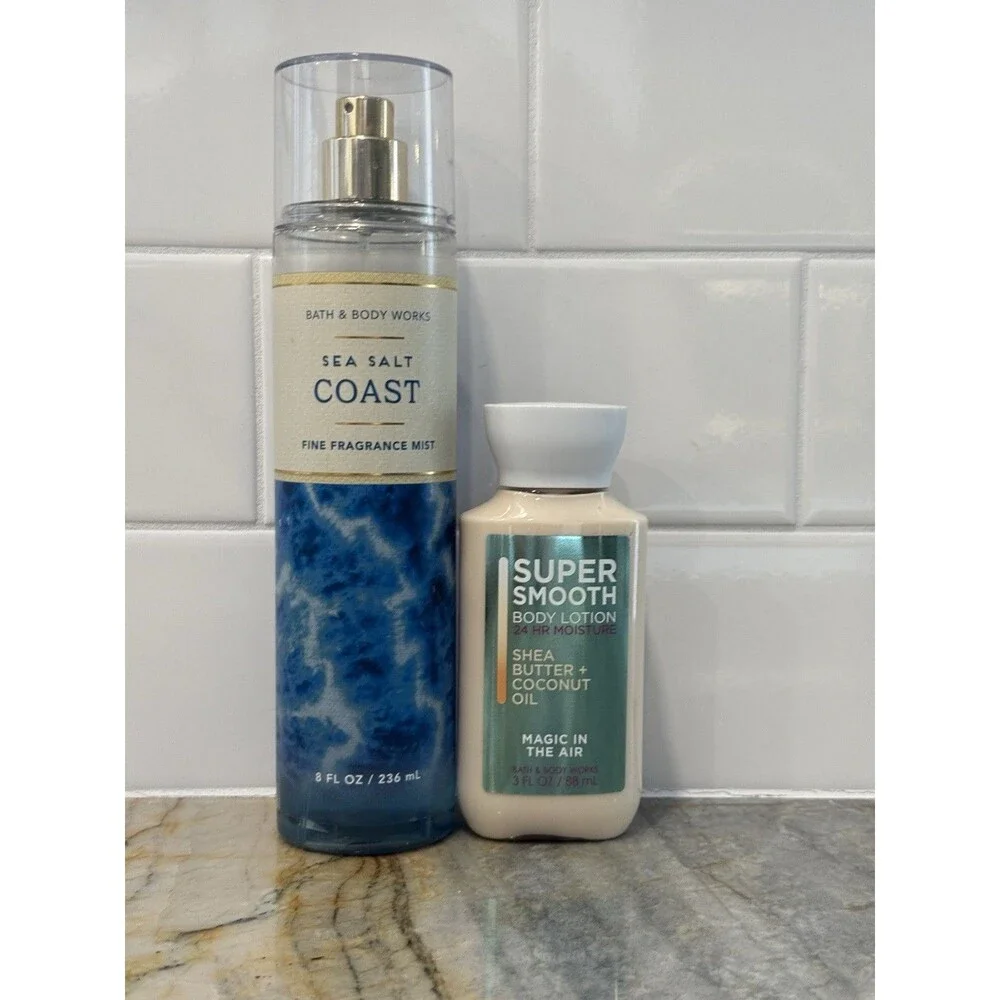 BATH & BODY WORKS SEA SALT COAST FRAGRANCE MIST & MAGIC IN THE AIR LOTION SMOOTH
